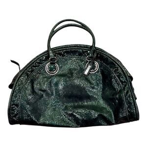 Abro Dark Green Large Bowling Style Leather Tote Bag